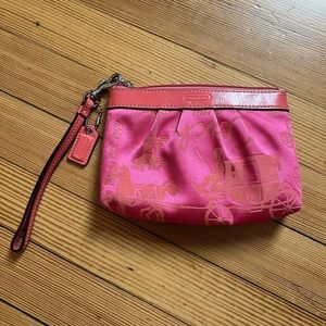 NWOT Coach Sateen & Leather wristlet 💖🧡
